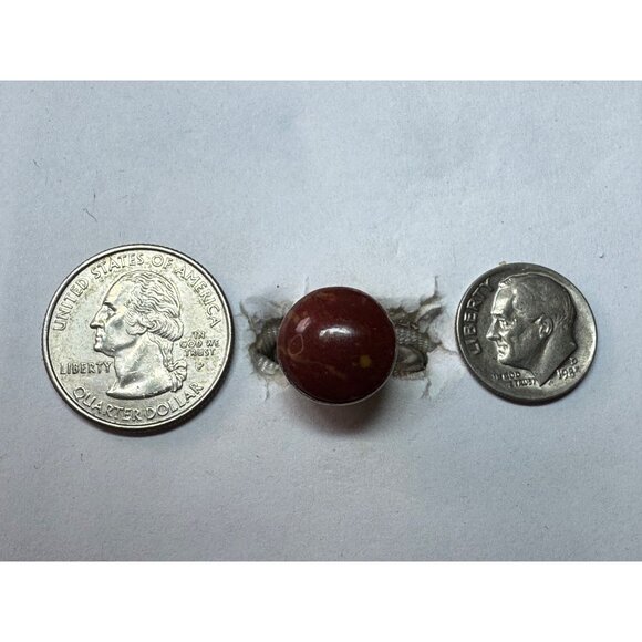Estate Sterling Silver 925 Ring Red Jasper Cabochon Size 6, 5.1g Artisan Marked - Picture 6 of 8